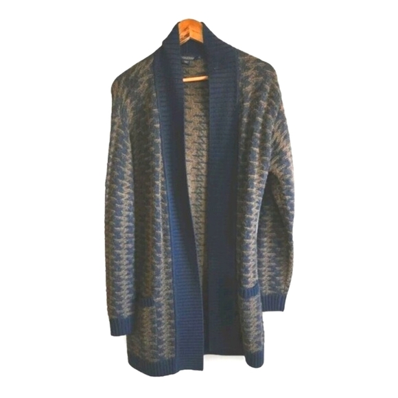 Pendleton Alpaca Wool Long Cardigan Women Medium Brown Blue Harding Open - Picture 1 of 8